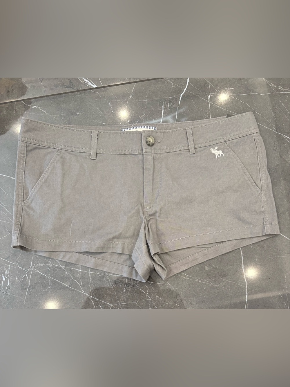Abercrombie & Fitch Y2K Low-Rise Poplin Pop Waistband Mini Shorts 10 Grey NWT